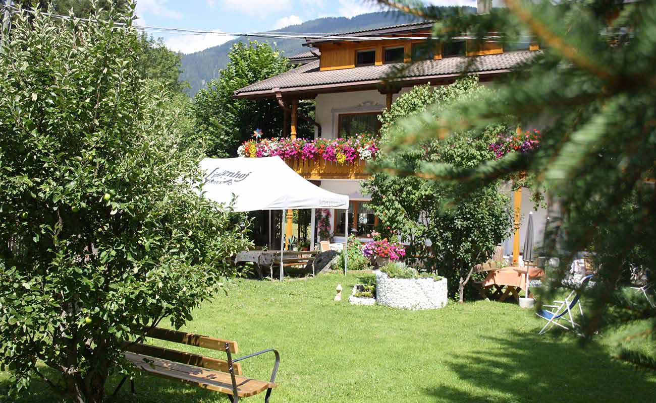 The garden of the Hotel Lindenhof in San Candido